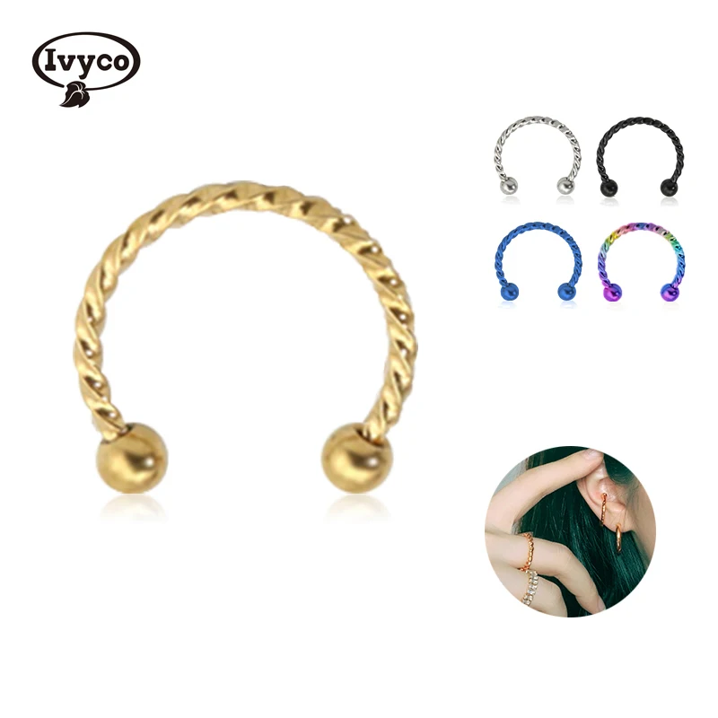 

Hypoallergenic jewelry nose clip napkin rings titanium surgical steel nipples clips curved tounge ring piercing jewelry