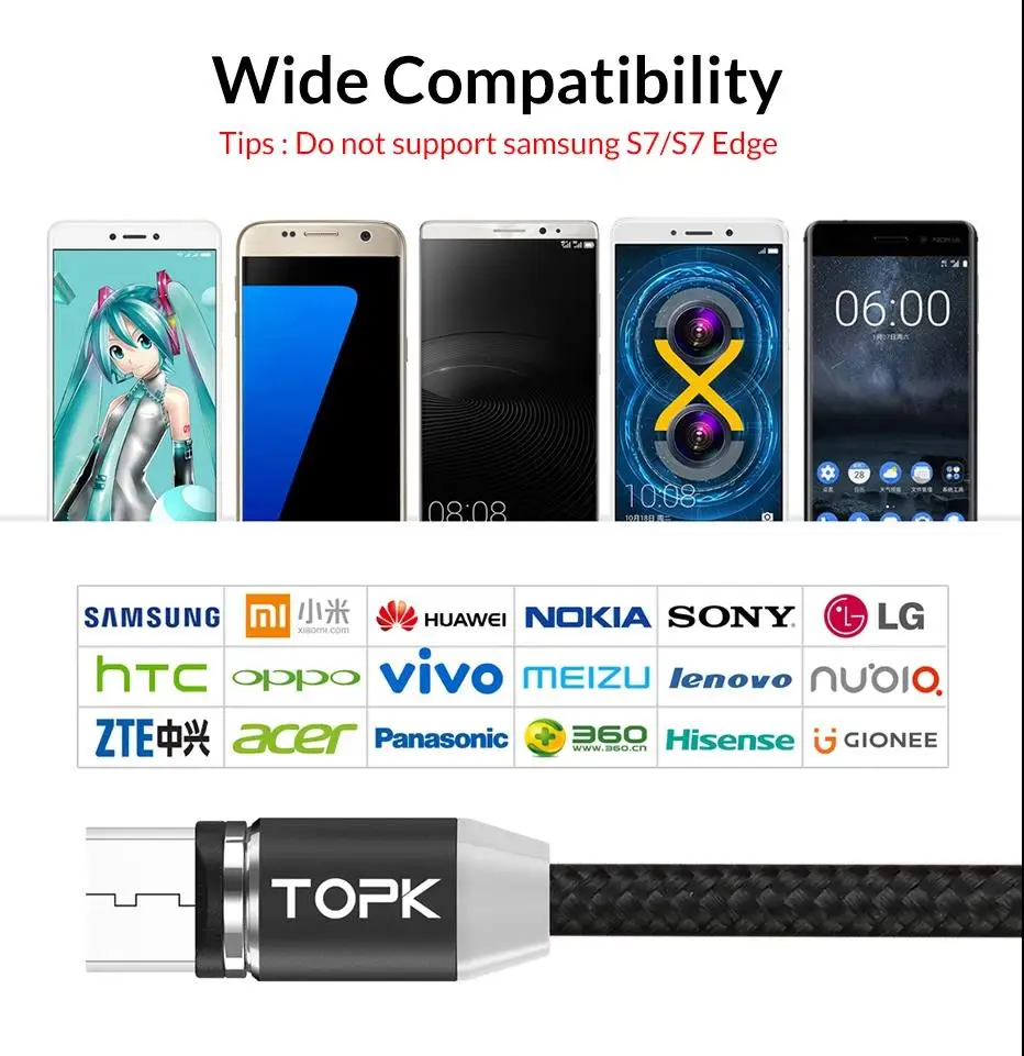 low price data cable with magnet magnetic usb charger cord sync 2m data cable - ANKUX.COM