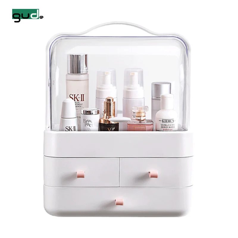 

Makeup Organizer Box Cosmetics box Storage Display Holder Cosmetic storage box with Drawers, White