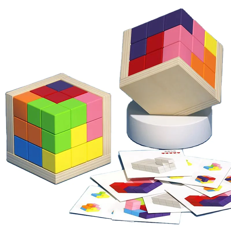 

HOYE CRAFT Fashion New Wooden Building Blocks Toys Colorful Cube Puzzle Shape Matching Blocks Educational Toys