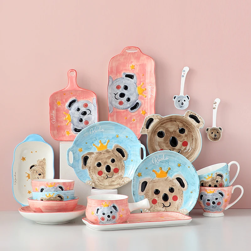 

Koala Cute Children Table Ware Bear Pattern Ceramic Dinnerware Set For Kids Restaurant Dishes & Plates Tableware Set