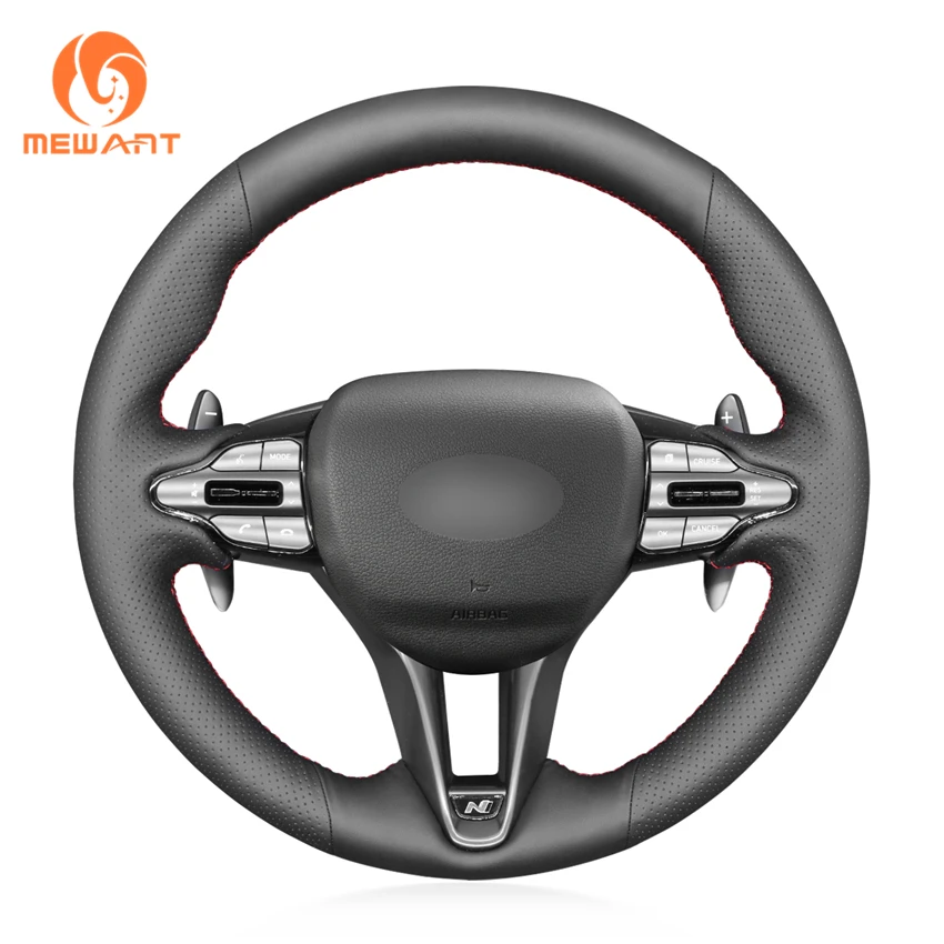 

Hand Stitching Custom Leather Steering Wheel Cover for Hyundai i30 N Veloster N 2017 2018 2019 2020 2021