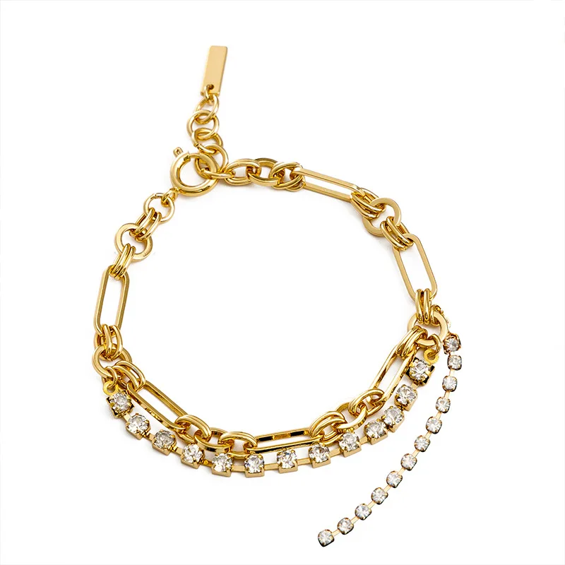 

2021 summer light luxury ins wind Korean fan gold gem French small fragrance bracelet jewelry