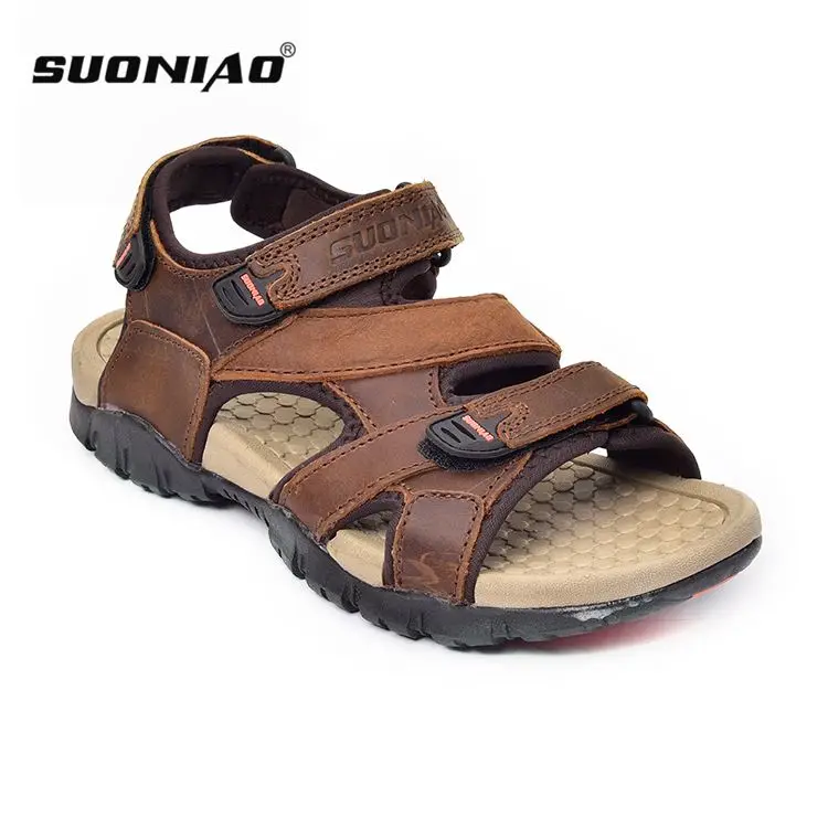 

sandalias Hiking Closed Toe Sandals OEM &ODM Custom Men Genuine Leather Fishing Sandals Shoes China