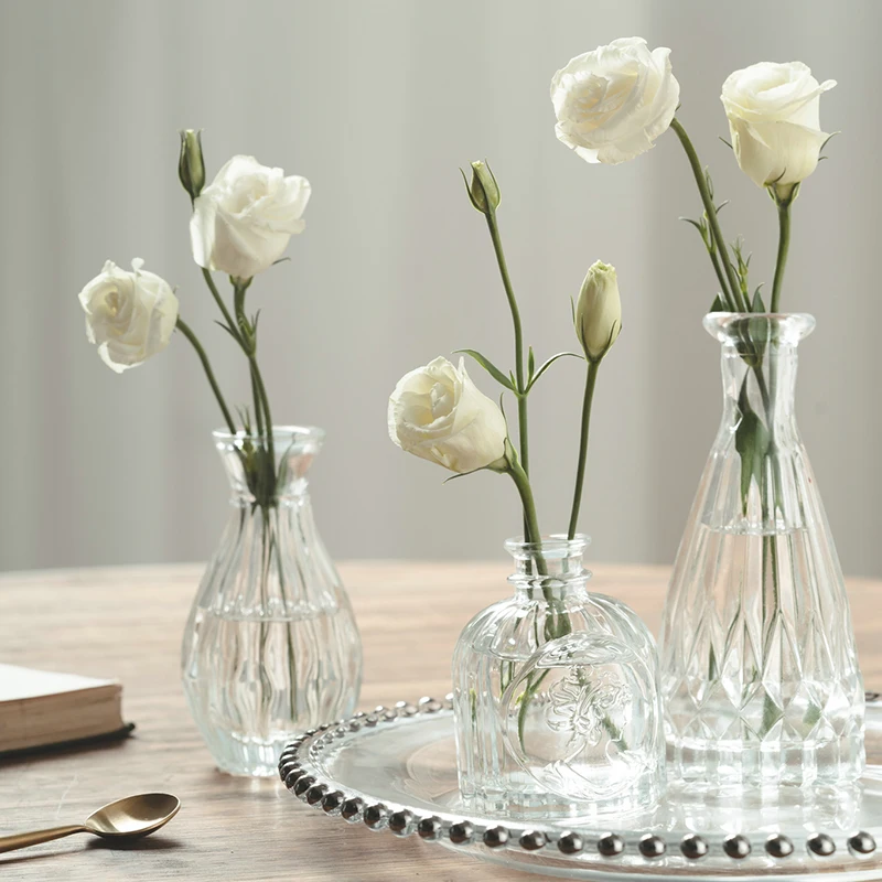 

High quality crystal clear large tall vase nordic art glass decoration flowers round vases wholesale