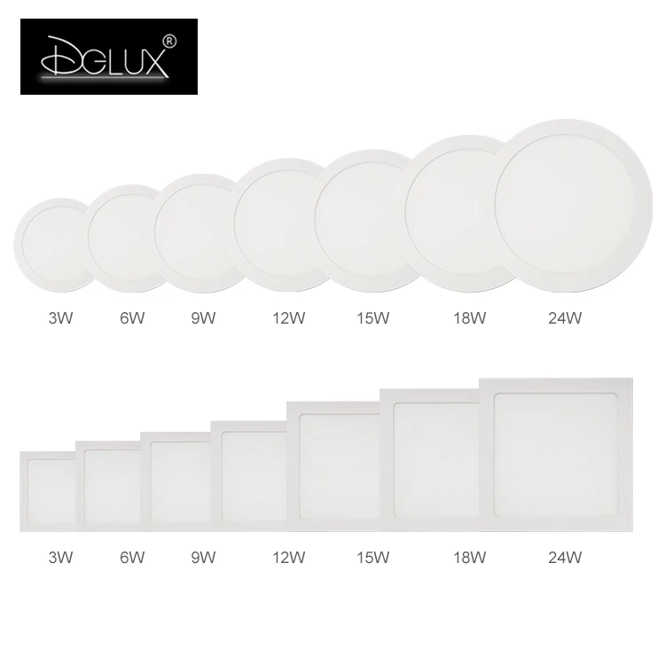 Image of Hot Sales Three Color Home Office Recessed Indoor Flat Panel Ceiling Light 3w 6w 9w 12w 15w 18w 24w Ultra-thin LED Panel Light