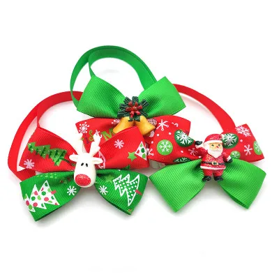 

Hot Selling Christmas Style Cats and Dogs Holiday Snowman Bow Tie Pet Accessory Collar, Green with red