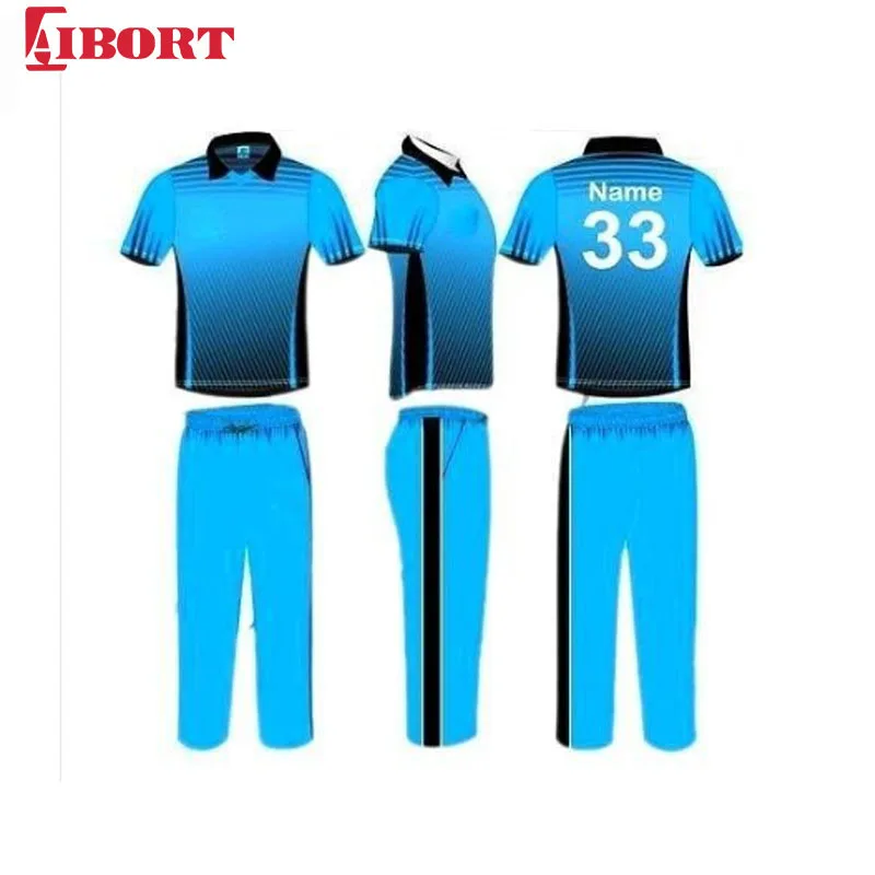 

Blue New Sublimation Tennis Shirt Design And Trouser Jersey Cricket OEM Custom your team design logo name number by sublimation, Customized color