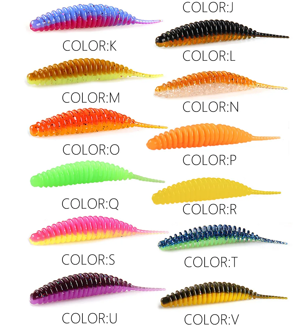 

Jetshark Easy to Use 49mm 65mm 35mm 20PCS/Bag New Hot Sale Five Colors Worm Soft Fishing Lure Bait