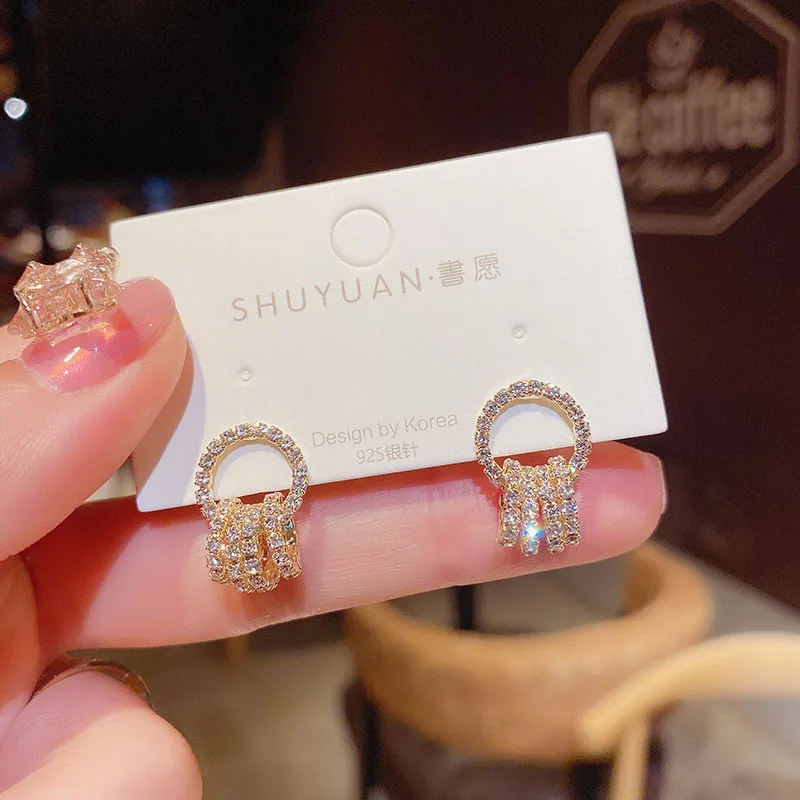 

fashion trendy small zirconia earrings circle