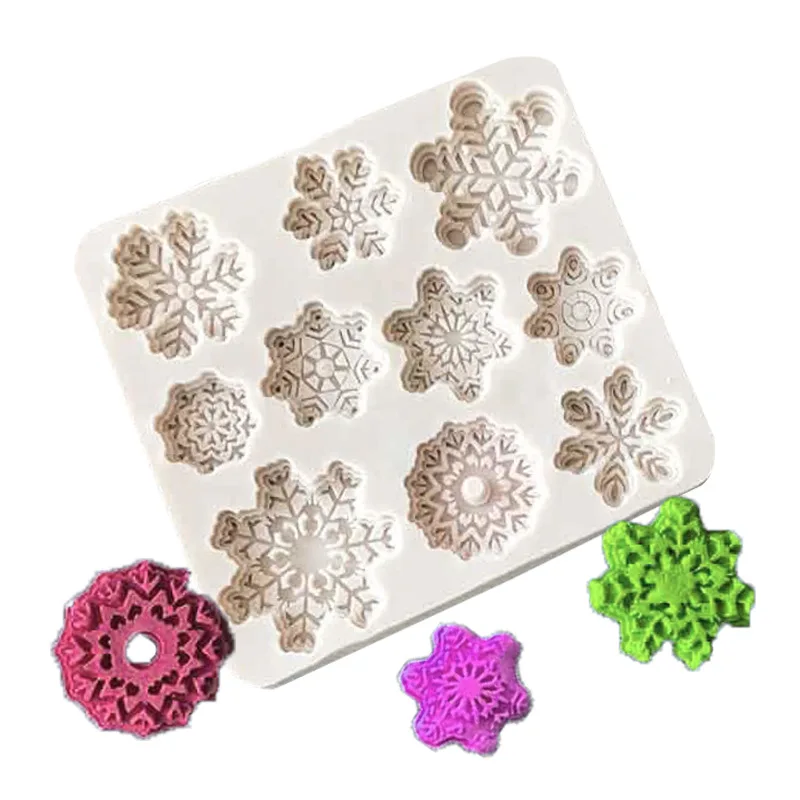 

Christmas Series Snowflake Shape Liquid Silicone Fondant Mold Chocolate Cake Decoration Baking Mold Making Handicraft Tools