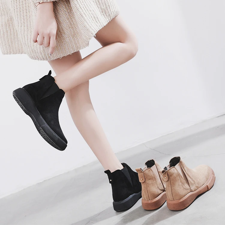 

2021 Winter New Arrival Latest Design Temperament Chelsea Boots For Women Casual women's boots shoes winter, Black, khaki