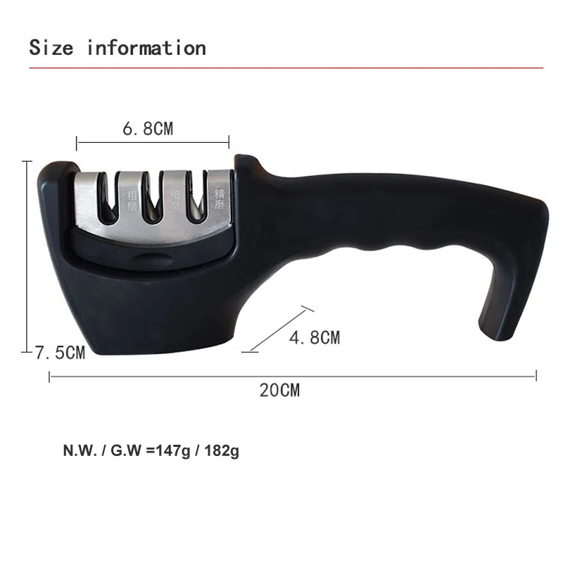 Portable Diamond And Ceramic Mini 3 Stage Kitchen Knife Sharpener