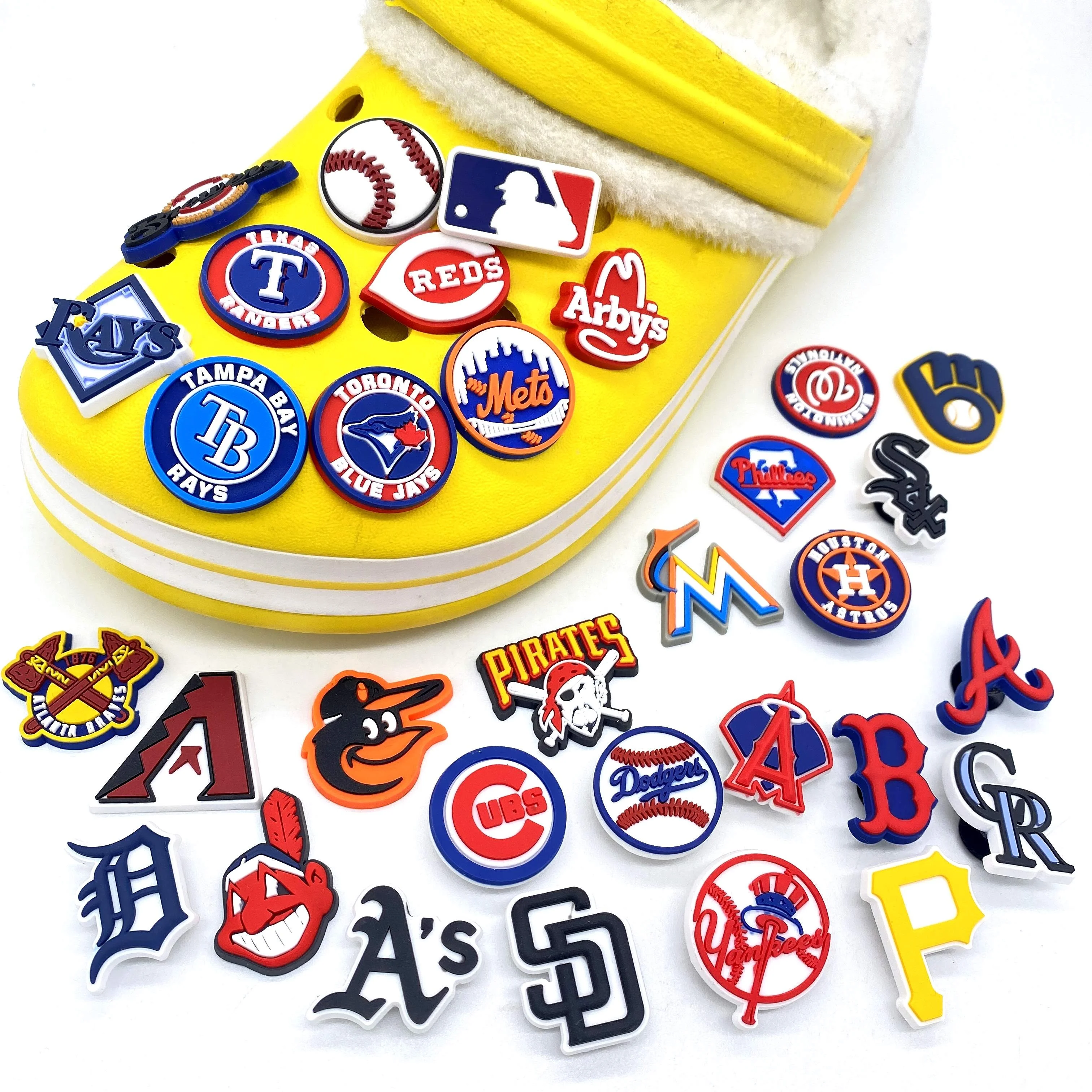 

New Arrival Baseball Croc Sports Shoe Charms Clog Decoration US Charms Custom Croc Shoes Accessory for Croc charms