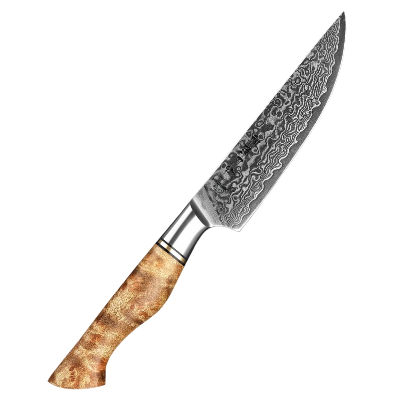 

Wooden Handle Ultra Sharp 5 inch 67 Layers Damascus Steel Steak Knife