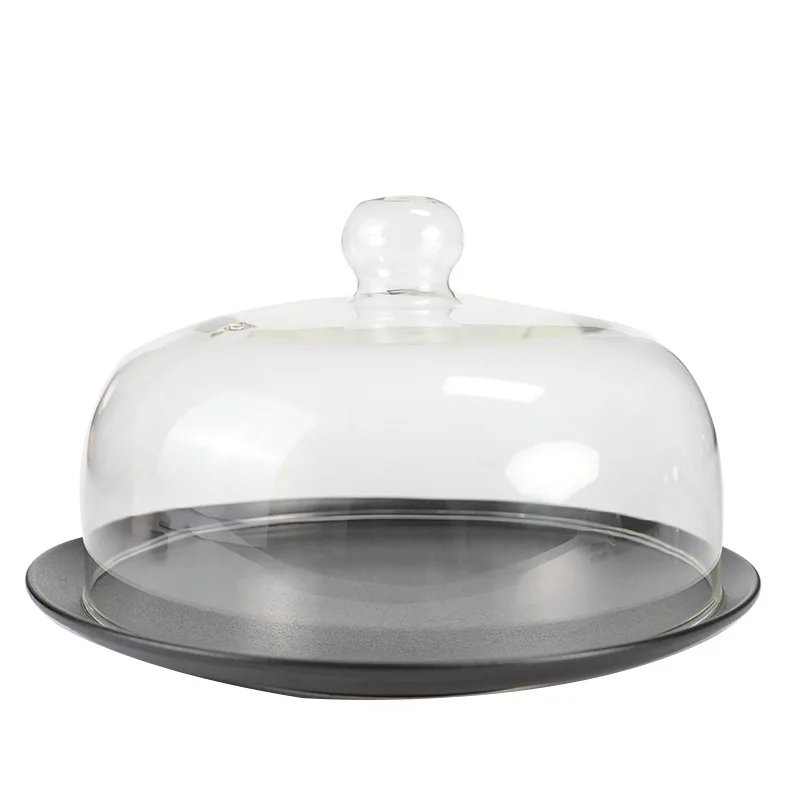 

Home Used Multifunctional Slate Serving Platter Cake Stand and Dome for Party Wedding Food Grade Glass Materials, High transparency