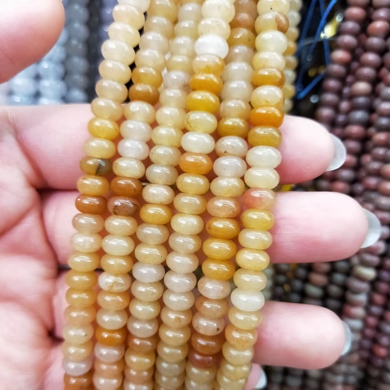 

Wholesale Yellow Jade Beads Natural Rondelle Gold Jasper Strands Disc Wheel Jewellery Women Necklace Jewelry Making, Yellow stone beads strands