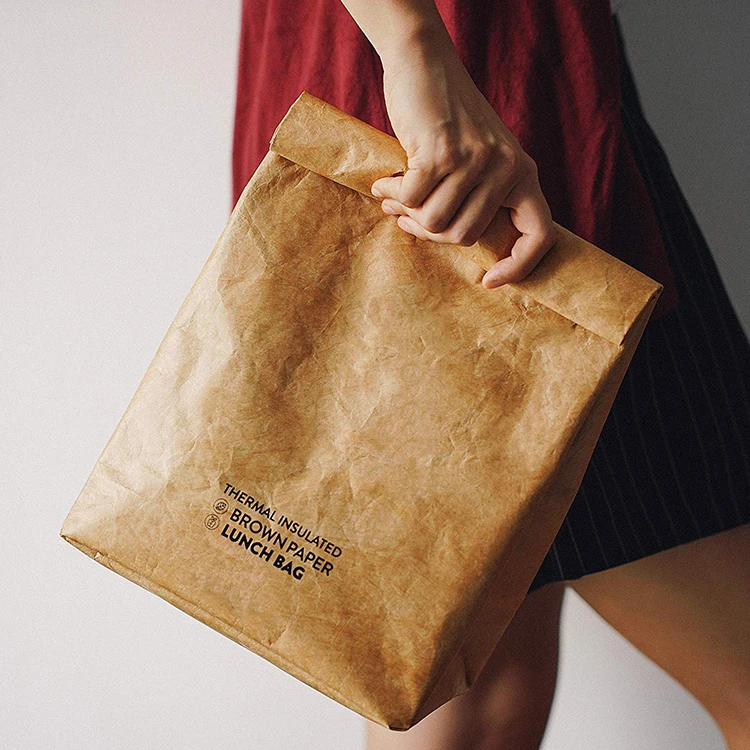 brown paper tyvek insulated lunch bag