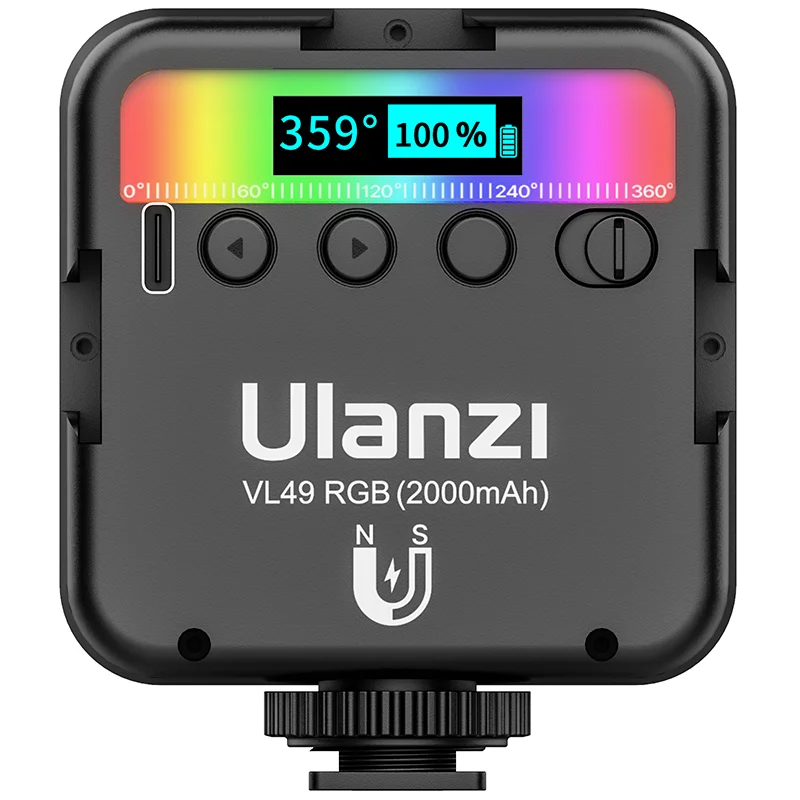 

ULANZI Official VL49 RGB 2000mAh 2500-9000k Mini Camera Video Light for Tiktoks Photography Vlog Live