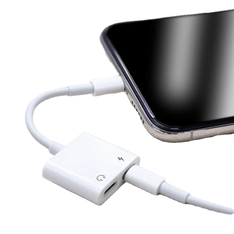 

Factory Outlet Wholesale 2 In 1 Headphone Jack Adapter Durable For Lightning For Iphone, White
