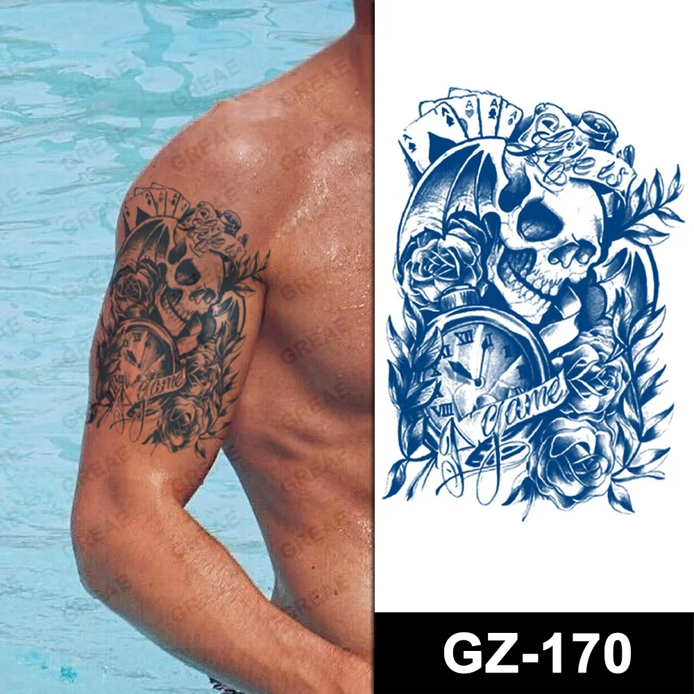 

Long Lasting Matte SurfaceTemporary Juice Tattoo Semi-permanent Tattoo Sticker, Matte blue