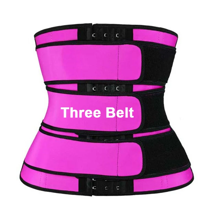 

Adjustable Women Fitness 3 Straps Three Slimming Compression Belts Sauna Effect Corset Cincher Body Shapers Waist Trainer, Red, black,grey