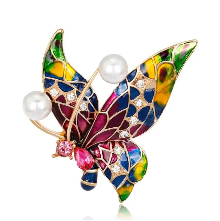 

Fashion butterfly brooches Alloy pearl brooch pin Brooch jewelry wholesale DAL099, As photo
