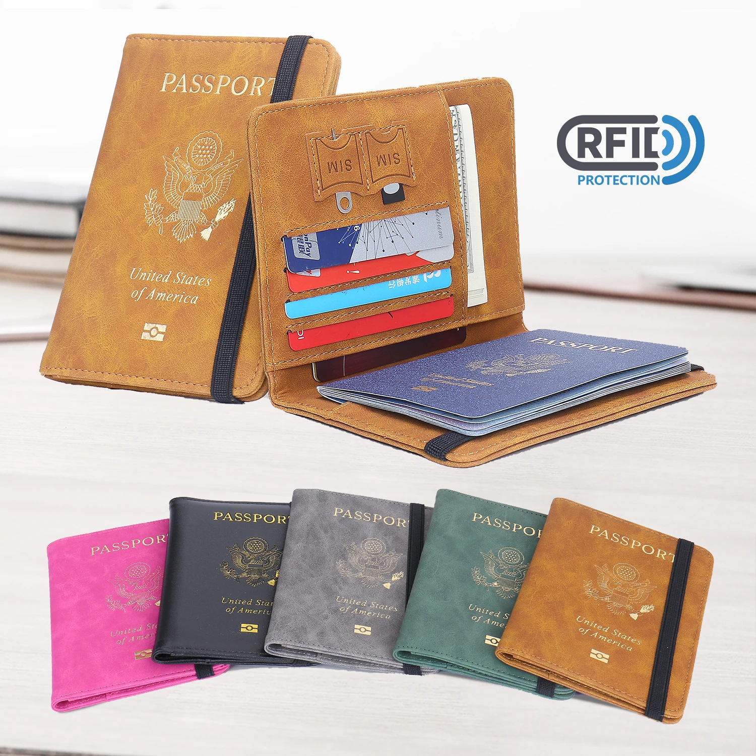 

Rfid Leather Photocard Sports Id Credit Card Passport Bagholder Cover Case Holder Wallets For Travel And Family
