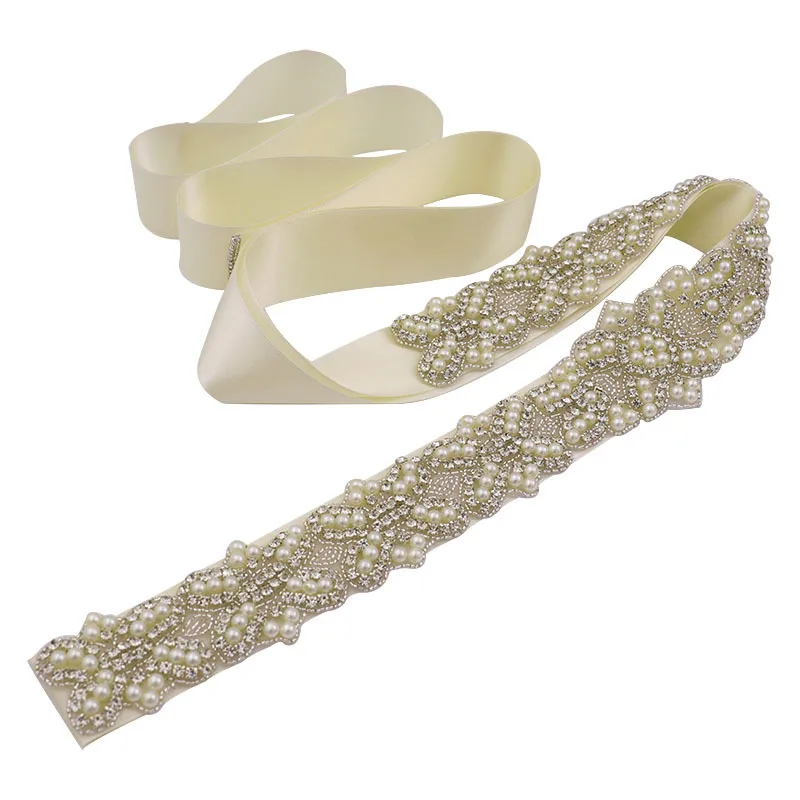 

Handmade Bridal Accessories Women's Girdle Belt Chain Decoration Pearl Beaded Crystal Rhinestone Waist Belt