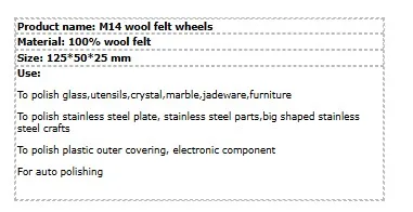 M14 Wool Felt Wheel Factory Specification Card and Application Overview