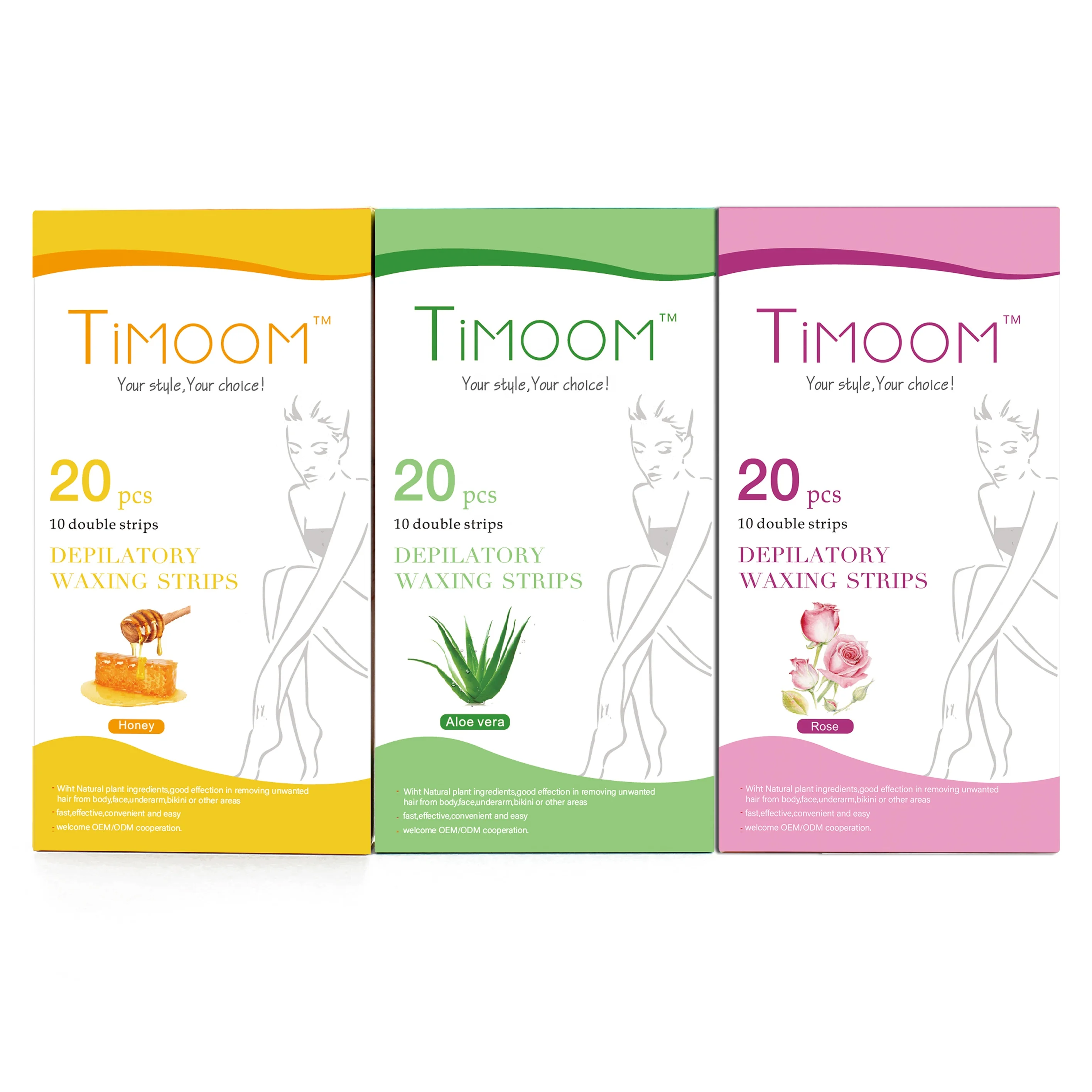 
Free Sample Hot sale Factory TIMOOM 20 pcs Hair Removal Depilatory portable Waxing Strips Disposable waxing strips body use 
