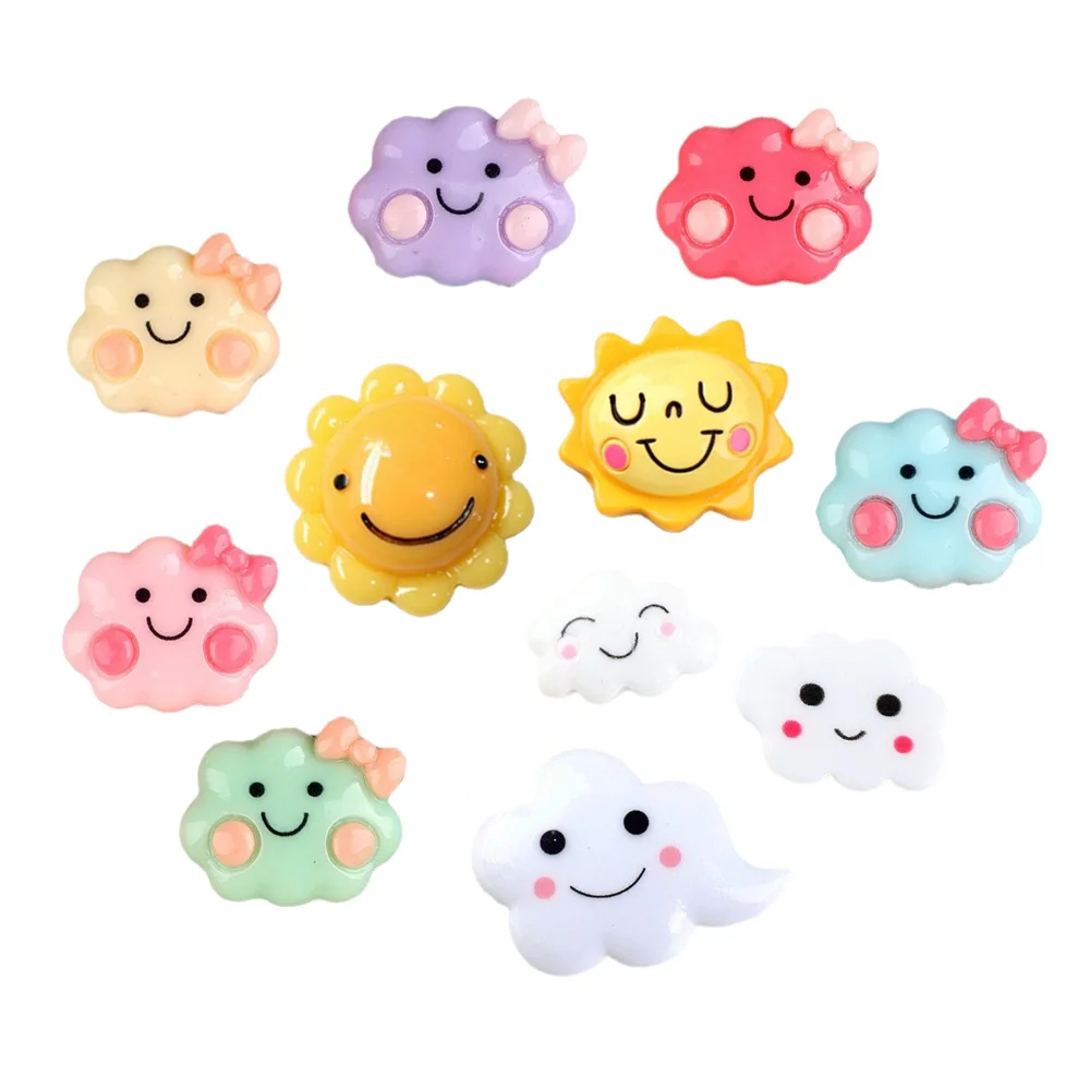 

good quality wholesale kawaii style smile sun cloud resin cabochons flat back for phone mobile case