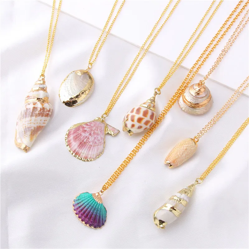 

Hot Selling Boho Fashion Personality Shell Necklace Conch Seashell Women Pendant Necklace For Summer Jewelry
