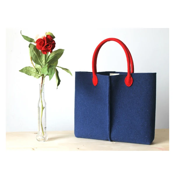 

2020 Fashionable Large lady Felt handbag felt shopping tote bag pure color felt bag women felt shoulder bag, Light grey,purple,yellow,pink or custom