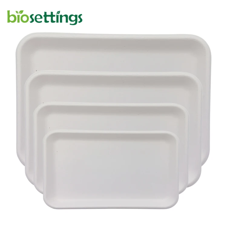 

PFAS FREE Eco friendly organic ecological party wheat straw bagasse food meat tray with custom lid