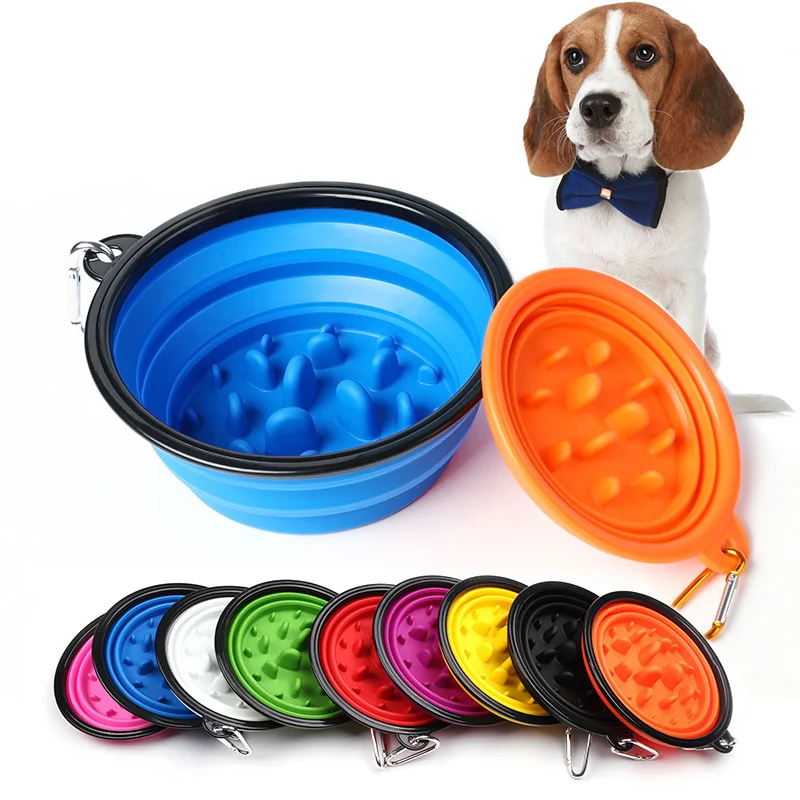 

PPyou Wholesale Custom Designer Portable Travel Foldable Feeding Folding Luxury Collapsible Food Water Slow Feeder Dog Bowls