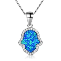 

925 Sterling Silver/Brass New Fashion Hamsa Hand Necklace 5A Cubic Zirconia Pave Opal Necklace & Pendant Jewelry For Women
