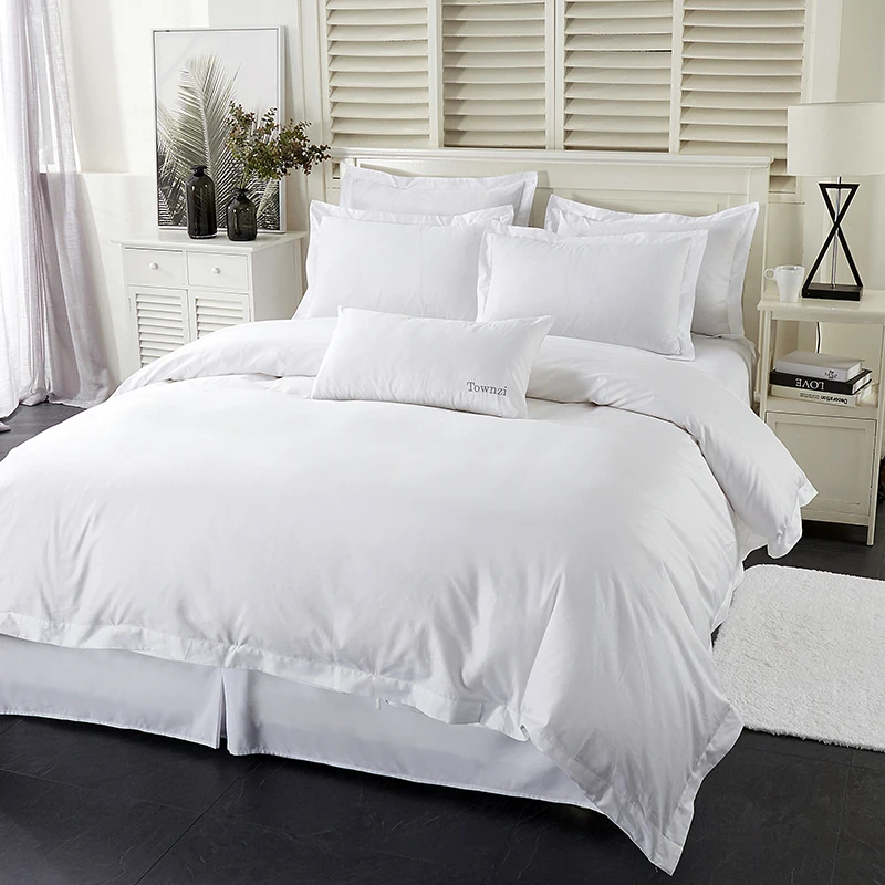 Townzi Hot Sale Luxury Wholesale Jacquard Weave White Plain 100% Cotton Beddings Hotel