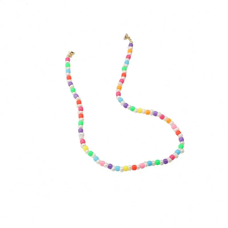 

Ins Style Simple Chain Female Necklace Long String Acrylic Necklace Pendant Colored Clay Gold Jewelry
