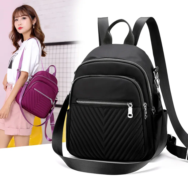 

wholesale zhejiang solid color collage bag stylish outdoor waterproof travel quilted effect backpacks for women, As images below