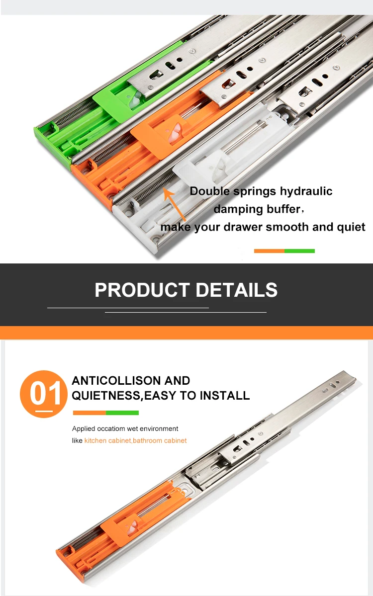 Furniture Hardware Stainless Steel 201 Ball Bearing Drawer Slide