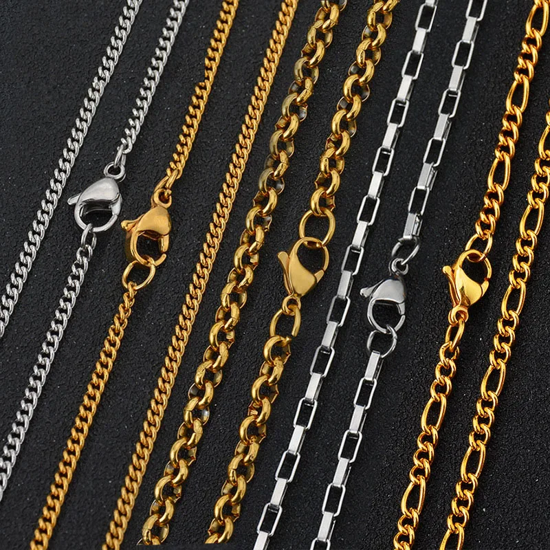 

NS1068 No Fade Hypo-Allergenic Gold Plated Stainless Steel Figaro link Cable Chain Necklace