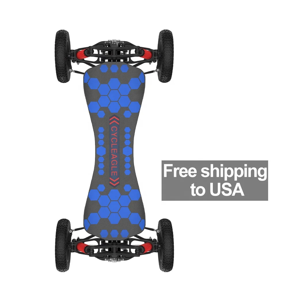 

20Free shipping to USA Four-wheel Removable battery carbon fiber body all terrain off road electric skateboard wheel, Customized color