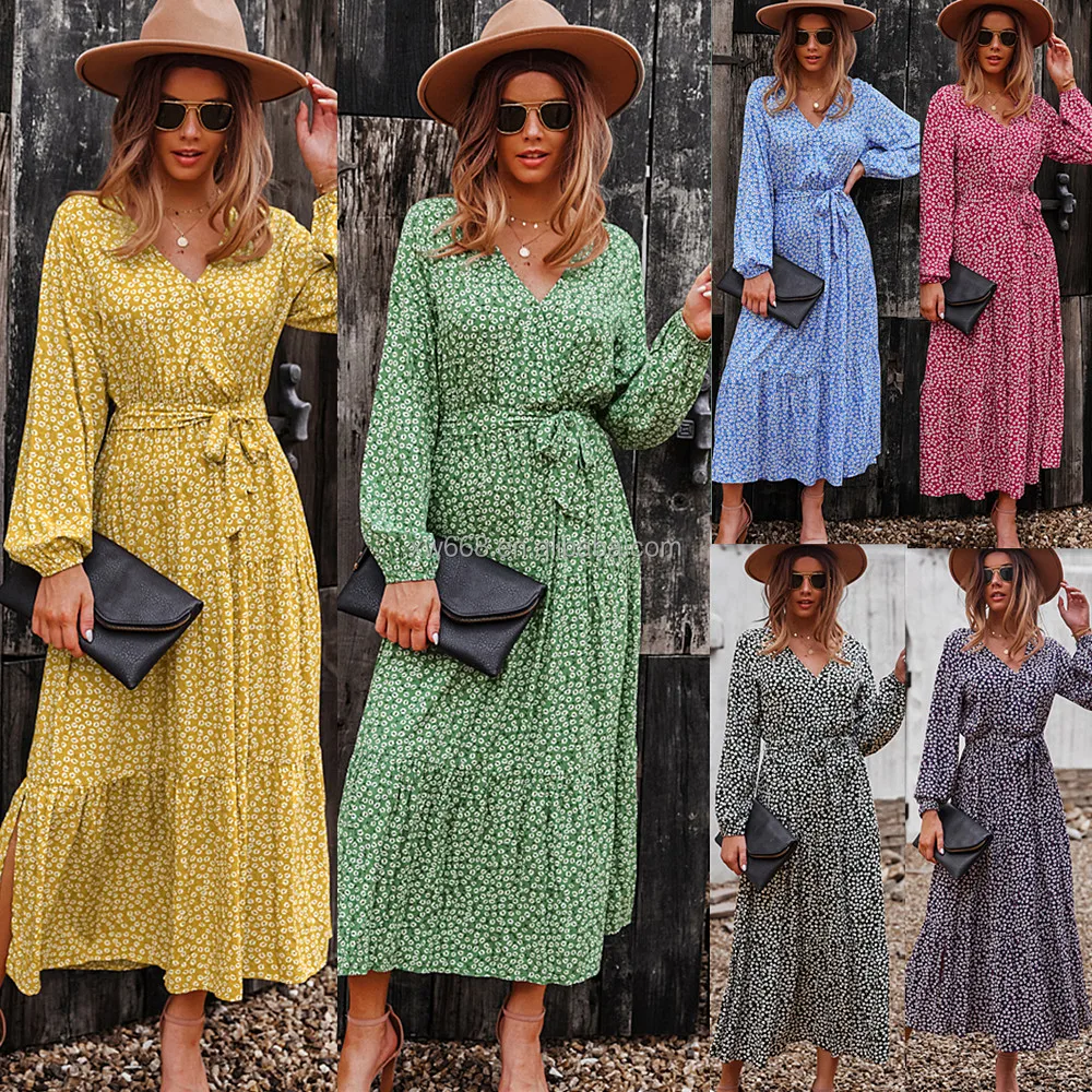 

The new low-priced summer elegant casual dress short sleeve lady v-neck beach holiday flower lady sexy dress