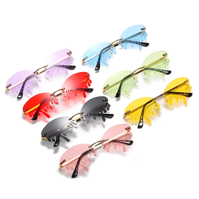 

Seaygift New sunglasses 2021 fire dripping shades womens luxury diamond PC frame transparent color fashion sunglasses womens, Picture shows