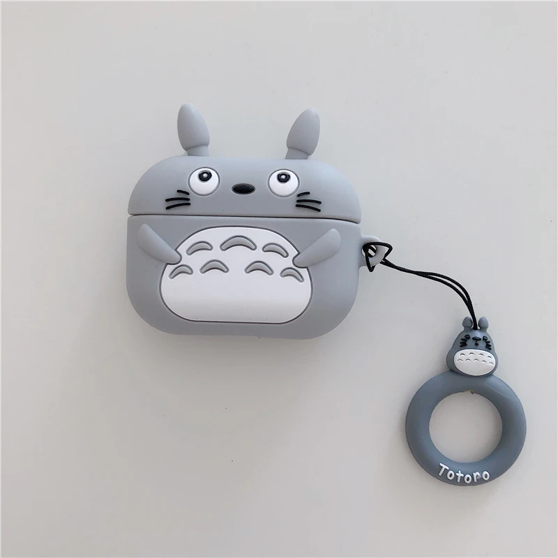 

Free Shipping Anime Miyazaki Hayao Tonari No Totoro Cute 3D Case Cartoon Cover For Airpods Pro 1 2 3 wireless earphones, Gray