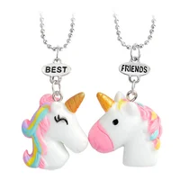 

New Fashion Unicorn Best friend Pendant Necklace for women kids Necklaces Jewelry Wholesale