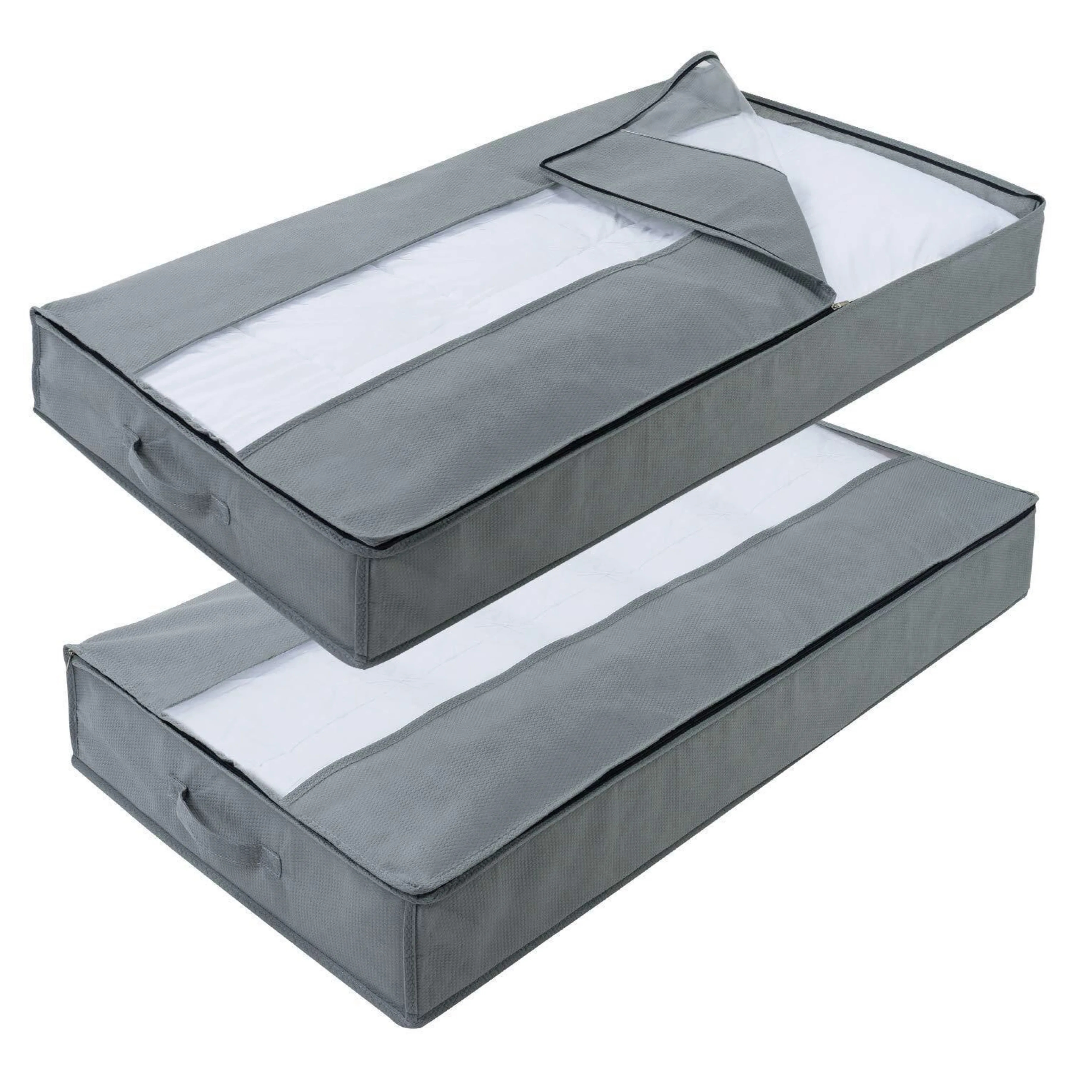 

Large Foldable Zippered Underbed Storage Bags Container Organizers Fabric Clothes Storage Bags with Clear Windows, Picture color , can be customized