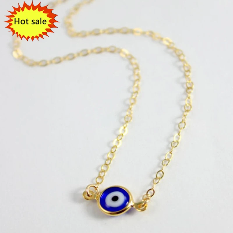 

Drop shipping,Hot Selling new design Gold Plated Devil Eyes Necklace Blue Evil Pendant Eye Necklace For Women