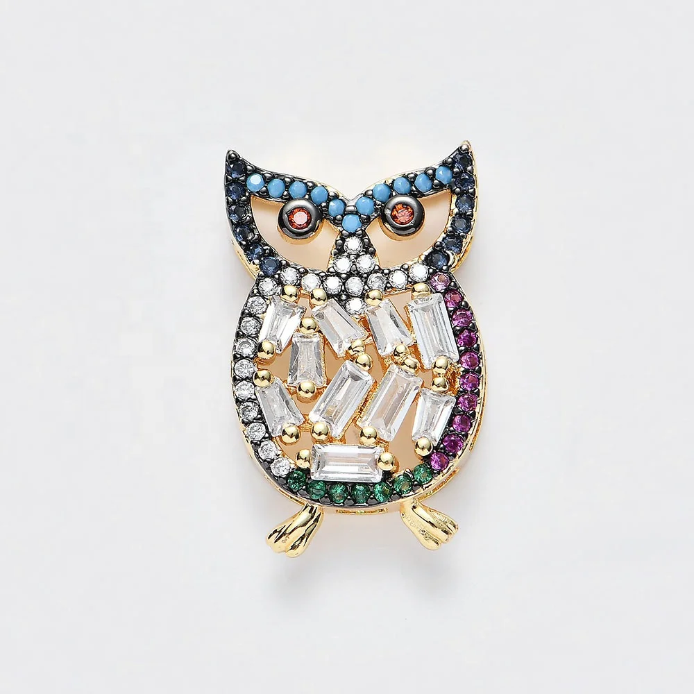 

Multi Cubic Zirconia Animal Owl Bracelet Slider Charms Jewelry Making Accessories DIY Charms Beads, Multi color